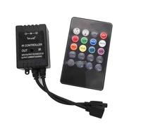 Controlador de música DC12V 6A 72W Sensor sonido 20 teclas for tiras LED RGB Blister negro