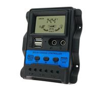 Controlador de panel solar: regulador de carga PWM de 30 A, adaptador de sistema automático de 12 V y 24 V, modo de alimentación de salida USB dual, monitores de estado de pantalla LCD digital para
