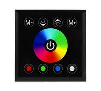 Controlador de panel táctil, interruptor de controlador de atenuación LED de 3 canales montado en la pared para DC12V-24V RGB RGBW para tira de luz LED (Negro)