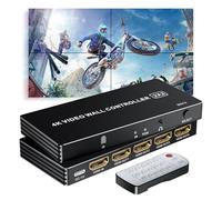 Controlador de pared de video HDMI 4K 2x2, procesador de pared LUKFOCAB TV con 8 modos de empalme, rotación de 180°, extractor de audio de 3.5 mm, control remoto IR, 2x2, 1x2, 1x3, 1x4, 2x1, 3x1, 4x1