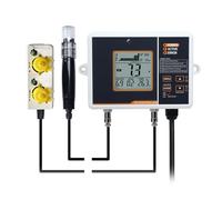 Controlador de pH de relé dual con bomba dosificadora, Monitoreo de alarma de rango alto/bajo y registro de datos para sistema Hidropónico, Cultivo de plantas de invernadero, Acuario, Acuicultura