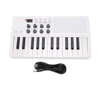 Controlador de teclado MIDI Bluetooth de 25 teclas con 8 pads de batería retroiluminados 8 perillas, producción de música de grabación de computadora portátil con 2 tiras táctiles