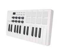 Controlador de Teclado MIDI, Controlador MIDI Portátil de Bluetooth de 25 Llave con 8 Almohadillas de Batería Retroiluminada, 8 Perillas, Mezclador MIDI para Producción Musical