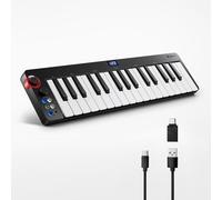 Controlador de teclado MIDI de 32 teclas, Donner N-32 con pantalla de tubo digital, función secuenciador, balancín de luz para iPhone, iPad, Mac y PC