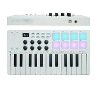 Controlador de teclado MIDI, paquete de controlador MIDI de 25 teclas con 8 almohadillas RGB y 8 perillas asignables, sensor táctil, para banda de producción musical para principiantes