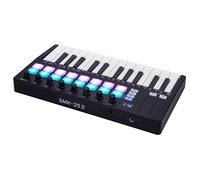 Controlador de teclado USB de 25 teclas con 16 almohadillas de batería retroiluminadas, pantalla LED, teclado profesional, 8 perillas, producción musical