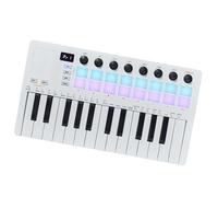 Controlador de teclado USB de 25 teclas y 16 almohadillas de batería retroiluminadas, pantalla LED, teclado profesional, 8 reguladores, producción musical