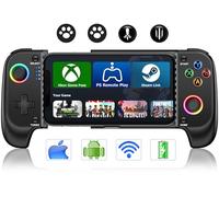 Controlador de teléfono inalámbrico para iPhone/Android con joystick Hall y RGB, controlador móvil para juegos para iOS compatible con Xbox Game Pass, PlayStation, Steam Link, Call of Duty, Roblox,
