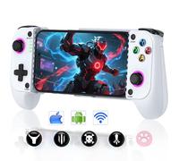 Controlador de teléfono para iPhone/Android - Controlador de juegos móvil con palanca de mando de efecto Hall, soporte de funda de teléfono, luz dinámica fría, función turbo, vibración dual