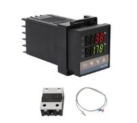 Controlador de temperatura digital REX-C100, kit de termostato digital inteligente, controlador de temperatura de alarma PID de 0 °C ~ 1300 °C, con termopar K y SSR máximo de 40 A(AC110V-240V)
