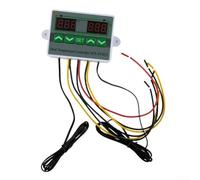 Controlador de temperatura dual, termostato programable con dos salidas de relé, control de temperatura de enfriamiento de calefacción digital 12V 24V DC (12V)