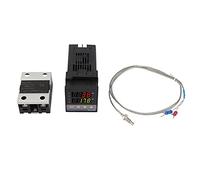 Controlador de temperatura PID REX-C100, 0 ℃ ~ 1300 ℃ Kit de termostato de controlador de temperatura PID LED digital de alarma AC 110V-240V con sensor de termopar/temperatura K, SSR máx. 40A