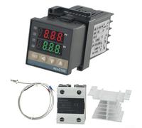Controlador de temperatura REXC100 PID con 25A para compatibilidad SSR, termopar tipo K y disipador de calor para control de temperatura industrial y de laboratorio