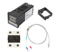 Controlador de temperatura, termostato AC 110-240V Kits de controlador de temperatura PID digital 0-400 ℃ y 25A SSR y 1m M6 K Tipo Termopar Controlador de Temperatura y