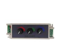 Controlador de tira de luz RGB con perilla manual y ajuste de color de atenuación, controlador de tira de luz de 12-24 V, salida de 3 vías, atenuación unidireccional
