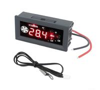 Controlador de velocidad de ventilador PWM de 4 cables de 12 V CC con sonda de temperatura, pantalla digital, soporta funcionamiento inverso del ventilador y apagado de baja temperatura (2 líneas +