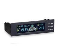 Controlador de ventilador de ordenador de 12 V de 12 V, controlador de velocidad de 3 ventiladores, sensor de temperatura, pantalla digital LCD, panel frontal para PC