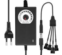 Controlador de ventilador Pwm de 4 pines + fuente de alimentación de 12 V, módulo de control de velocidad de ventilador PWM, 100-240 V CA a 3-12 V CC, 24 W, adaptador ajustable con cable divisor
