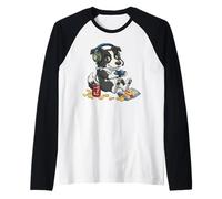 Controlador de Videojuegos Border Collie Dog para Consola de PC Camiseta Manga Raglan