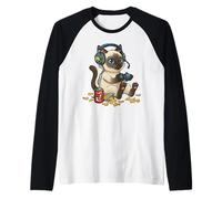 Controlador de Videojuegos de Gato siamés para Consola de PC, Nerd Camiseta Manga Raglan