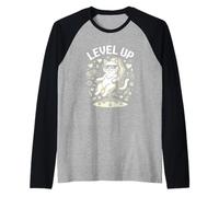 Controlador de Videojuegos Level Up Gamer Cat Retro Pixel Camiseta Manga Raglan
