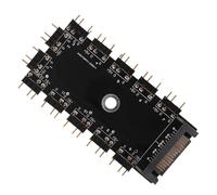 Controlador del Concentrador del Ventilador RGB de 12 Canales Negro | Decoracion Verano, Centro Argb y Suministro de Argb, 1 Juego para Conexiones Múltiples