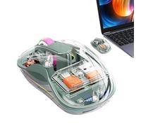 Controlador inalámbrico para ordenador portátil, controlado por ordenador con luz, ratón transparente controlado por ordenador con luces RGB, silencioso, juego de aprendizaje controlado por