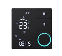 Controlador inteligente de calefacción para el hogar con pantalla LCD para monitoreo de temperatura en tiempo real y gestión remota de sistemas por suelo radiante (3A-negro)