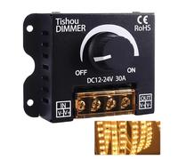Controlador LED 12V 24V 30A PWM Regulador de Intensidad con Botón On/Off, Dimmer para Tira LED Monocromática 5050 3528, Carcasa de Aluminio Duradera e Instalación Sencilla Compatible con Luces DC