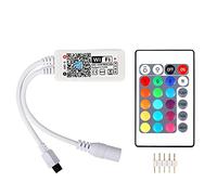 Controlador LED inteligente inalámbrico WiFi, Mini tira de luz LED RGB 24 teclas Control remoto IR, Alexa Magic Google Home Smartphone App Control con sistema iOS Android, Temporizador de voz y