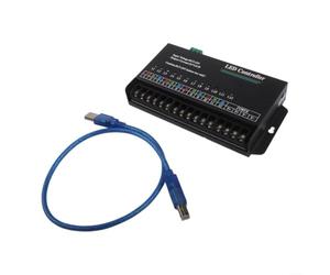 Controlador Led Programable 12 Canales Dc5-24v 5a Salida Para Rgb Y Monocromo Luces Cascada Soporte Programación Usb Negro