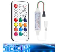 Controlador LED remoto inalámbrico DC5V/12V/24V RF, mini tiras LED direccionables compatibles con luces LED WS2812B y WS2811, conector JST de 3 pines, control remoto de 21 teclas, capacidad máxima de