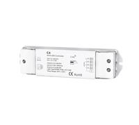 Controlador LED RGB/RGBW 4 canales, 4x300mA, corriente constante, ideal para iluminación decorativa y control de ambientes.
