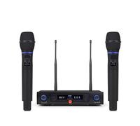 Controlador mezclador de DJ Frecuencia fija UHF Sistema de micrófono inalámbrico MIC METHHELD METAL METAL METAL for KARAOKE CHRUCH Party para streaming, podcasting y juegos, teléfono y ordenador