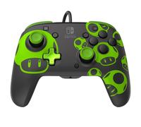Controlador PDP Rematch 1-UP para Nintendo Switch 2 - Brilla en la Oscuridad - Con Cable - Botones Personalizables - Negro / Verde - Super Mario