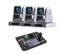 Controlador PTZ Zowietek ZowieKBD con LCD de 5'' en vista cuádruple y detección automática de cámaras + cámara PTZ ZowiePTZ NDI con zoom óptico 25×, salidas HDMI, SDI y USB, transmisión en vivo (3 uni
