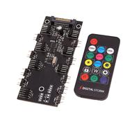 Controlador PWM para 7 Ventiladores ARGB 5V y 9 Luces, Hub con Mando a Distancia Compatible con ASUS, Gigabyte, MSI