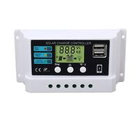 Controlador Solar 12V 24V, Regulador con Pantalla LCD, Protección Contra Sobrecarga y Adaptación Automática - Chip Industrial, Uso Seguro y Duradero para Hogar e Industria (10A)