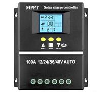 Controlador solar de 12 V 24 V 36 V 48 V con detección automática de voltaje, pantalla LED, puertos USB duales de 5 V, corriente de carga de 100 A, protección contra sobrecarga y sobrecalentamiento