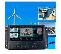 Controlador Solar, MPPT Solar Charge Controller PWM 10A-100A Solar Power Intelligent Regulator 12V 24V Auto Dual USB LCD Display Load Discharger(90A)