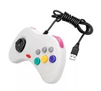 Controlador USB con Cable para PC Windows, Estilo Saturn, Compatible con Juegos de Lucha y Plataformas 2D, Color Blanco