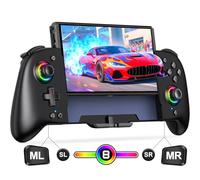 Controladores de interruptor compatibles con Nintendo Switch/Switch OLED, controlador Joypad de una pieza de repuesto para controlador Switch Pro con 9 luces de color, interruptor remoto para usuarios