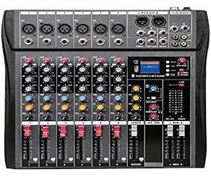 Controladores de mezclador DJ Mezclador de audio Interfaz de controlador de sonido DJ de 6 canales con USB para grabación de PC, conector para micrófono y conector para auriculares 234Pintor