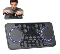 Controladores DJ, V300 Pro Tarjeta de Sonido Recargable para Transmisión en Vivo y Karaoke de Estudio, Mezclador de Audio Bluetooth con 10 Efectos de Sonido Especiales y 11 Efectos de Sonido