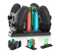 Controller Charger Dock for Nintendo Switch, 6 in 1 Charging Station for Nintendo Switch Joy-con Controllers and Pro Controllers Black