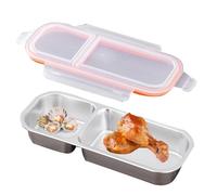 Conturts SNACK Pack - Unidad metálica apilable, bandeja de almacenamiento sellada | Caja multicompartimentos para llevar, organizador de fugas con divisor de silicona Meal los condimentos