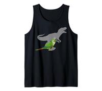 Conure de mejillas Verdes con T Rex Shadow Bird Lovers Camiseta sin Mangas