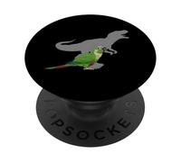 Conure de mejillas Verdes con T Rex Shadow Bird Lovers PopSockets PopGrip Adhesivo