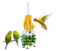 Conure Toys - Juego para masticar con diseño de plátano, juguete de madera para buscar pájaros con bolas y cuentas, accesorio interactivo para jugar a loros para cacatúa, agapornis, cuidado del pico