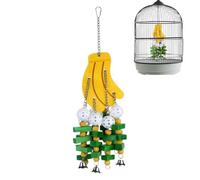 Conure Toys - Wood PP Iron Chain 15x50cm | Banana Design Parrot Chewing and Shredding Toy | Bird Beak Care and Stress Relief Cage Accessory For Cockatiel Conure Parrots Garden Backyard Play